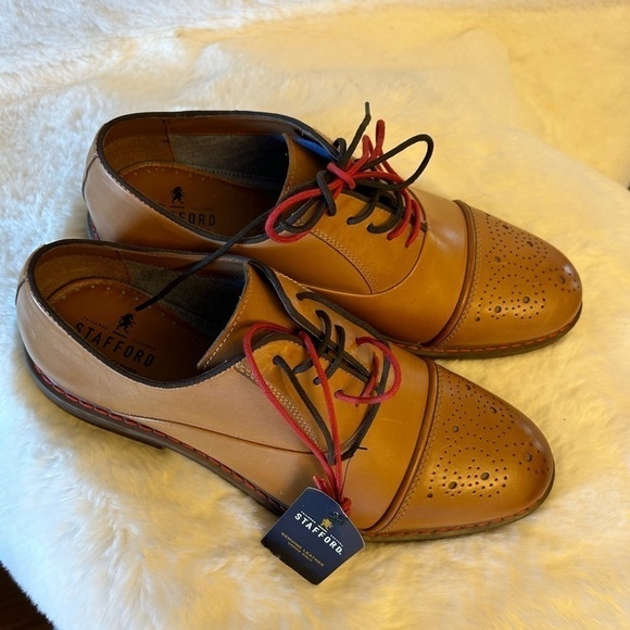 Stafford Genuine leather Jahil Cognac mens dress shoes NWT Sz-9.  I - Picture 9 of 13